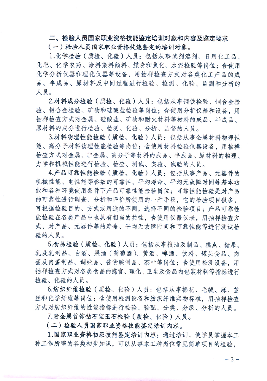 中國質(zhì)量檢驗協(xié)會《關(guān)于繼續(xù)開展質(zhì)量檢驗人員國家職業(yè)資格技能鑒定培訓(xùn)工作的通知》